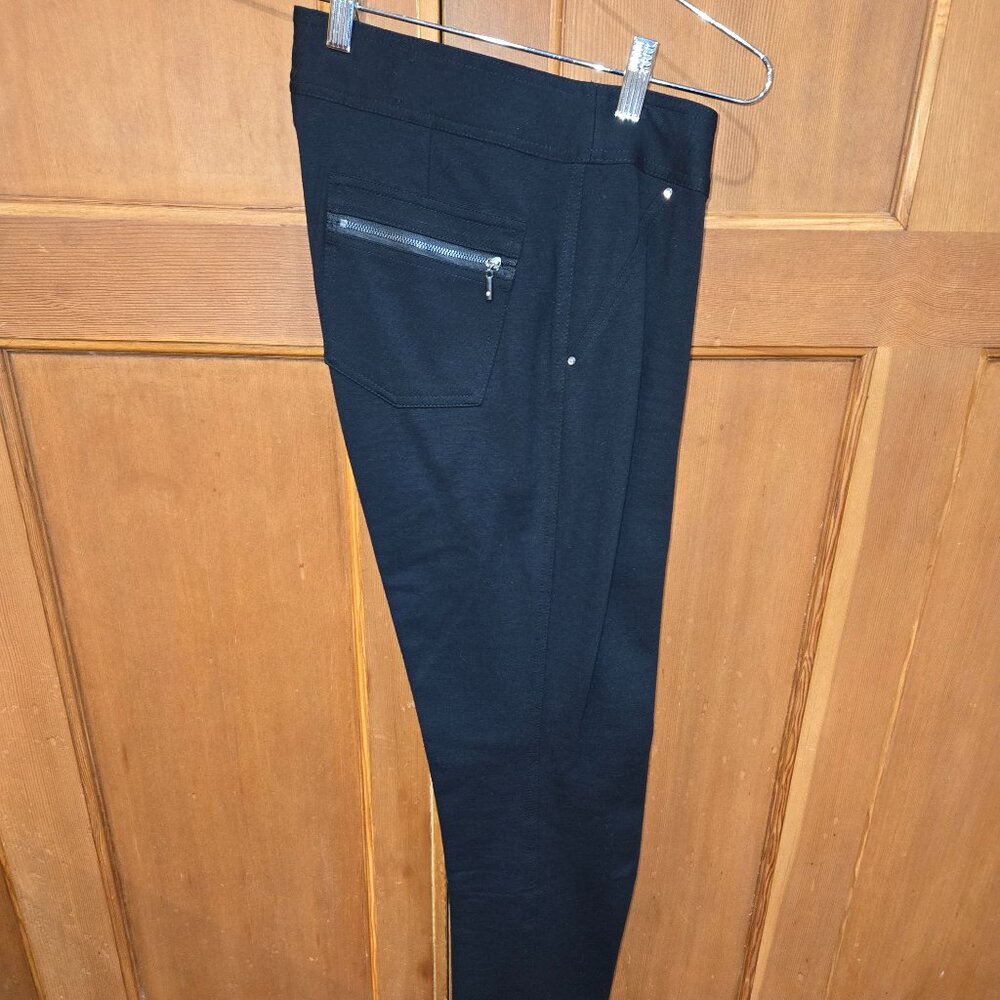 INC International Concepts Women's Black Stretch Pants 8 Long Rhinestones